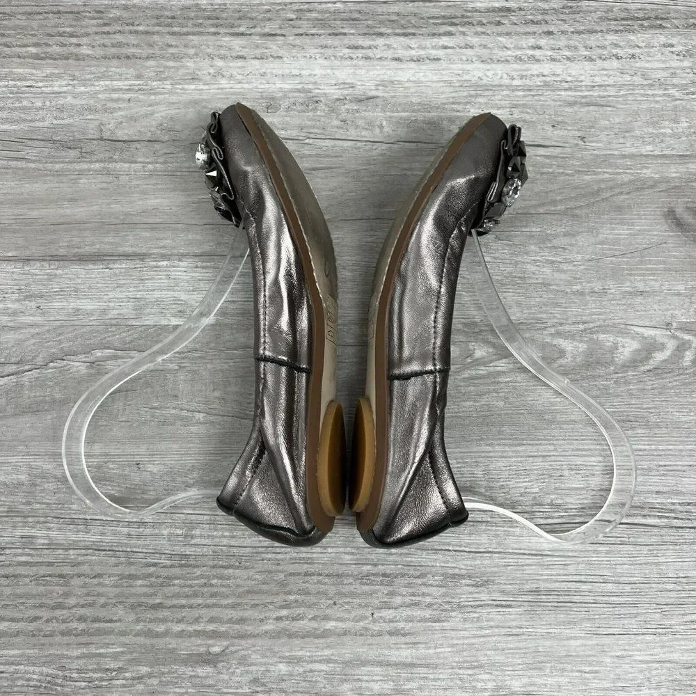 Jeffrey Campbell ballet flat Metallic Gray leather embellished shoes size 6